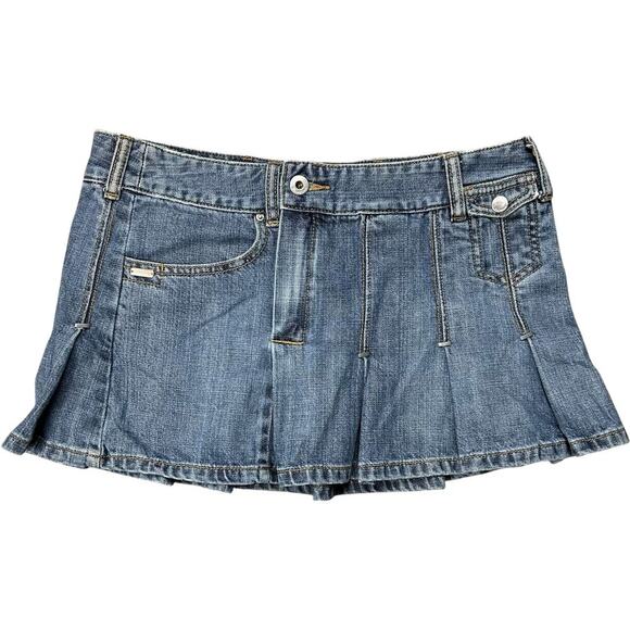 Billabong Y2K Ultra Rare Pleated Mini Denim Skirt - Picture 1 of 9
